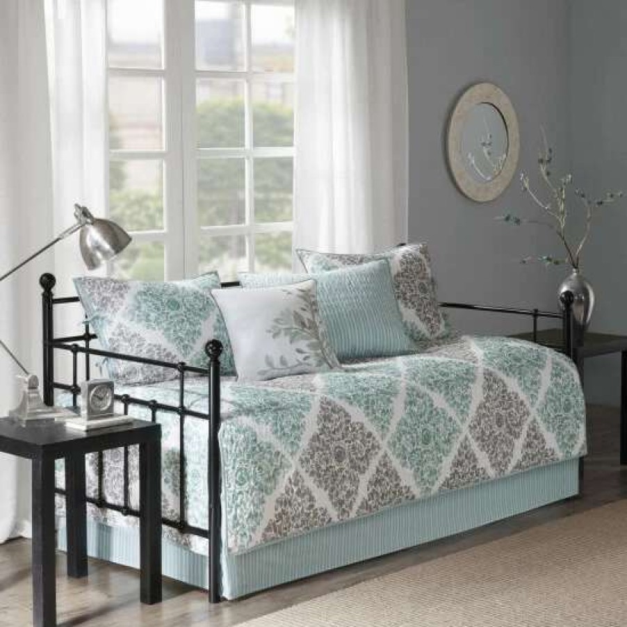 Online Cheap Madison Park Montecito Aqua Printed 6-Piece Day Bed Cover Set