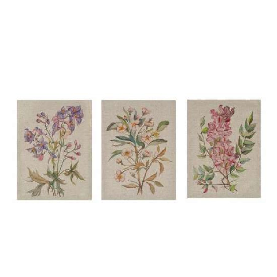 Wholesale Cheap Madison Park Linen Botanicals Printed Linen Canvas (Set Of 3) Multi