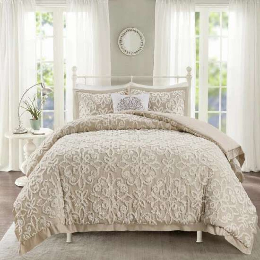 Wholesale Best Deal Madison Park Sarah White Tufted Comforter 4 Piece Set