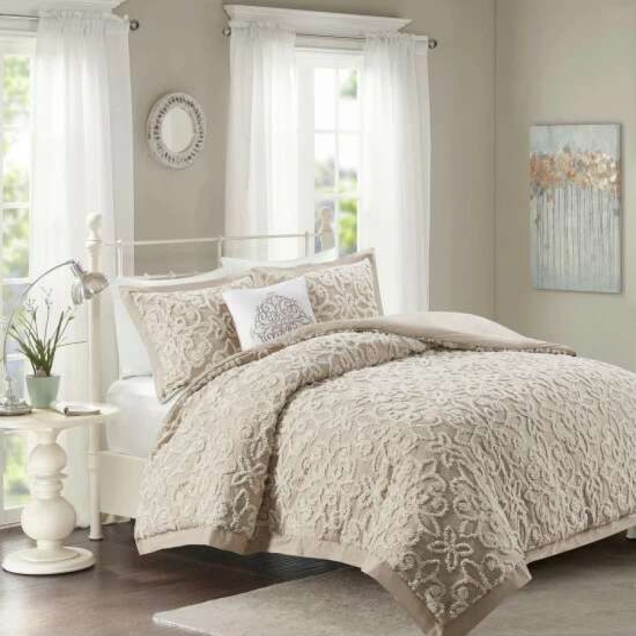 Wholesale Best Deal Madison Park Sarah White Tufted Comforter 4 Piece Set