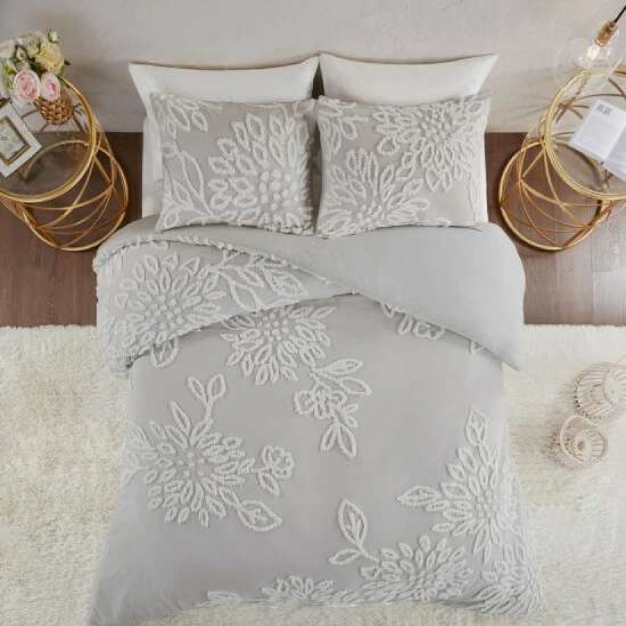 Online Wholesale Madison Park Pansy Tufted Cotton Chenille Floral Duvet Cover Set