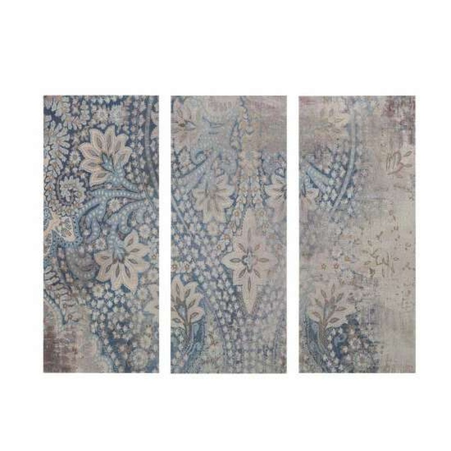 Clearance Hot Sale Madison Park Weathered Damask Walls Blue Printed Linen 3 Piece Set