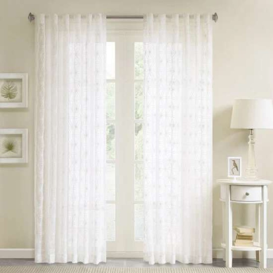 Clearance Budget Madison Park Kida Embroidered Sheer Curtain Panel