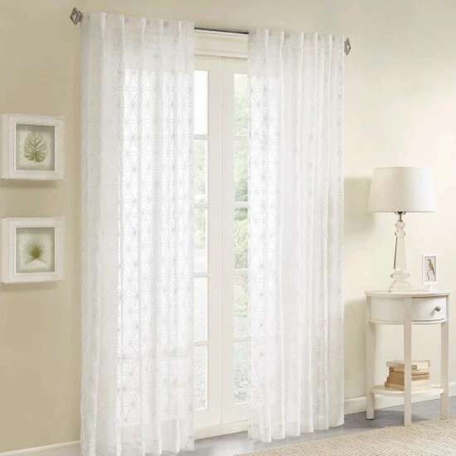 Clearance Budget Madison Park Kida Embroidered Sheer Curtain Panel