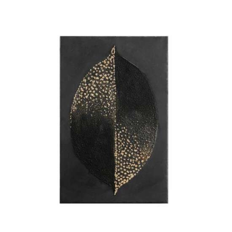 Best Flash Sale Madison Park Leaf Charcoal/ Gold Heavy Textured Canvas With Foil Embellishment