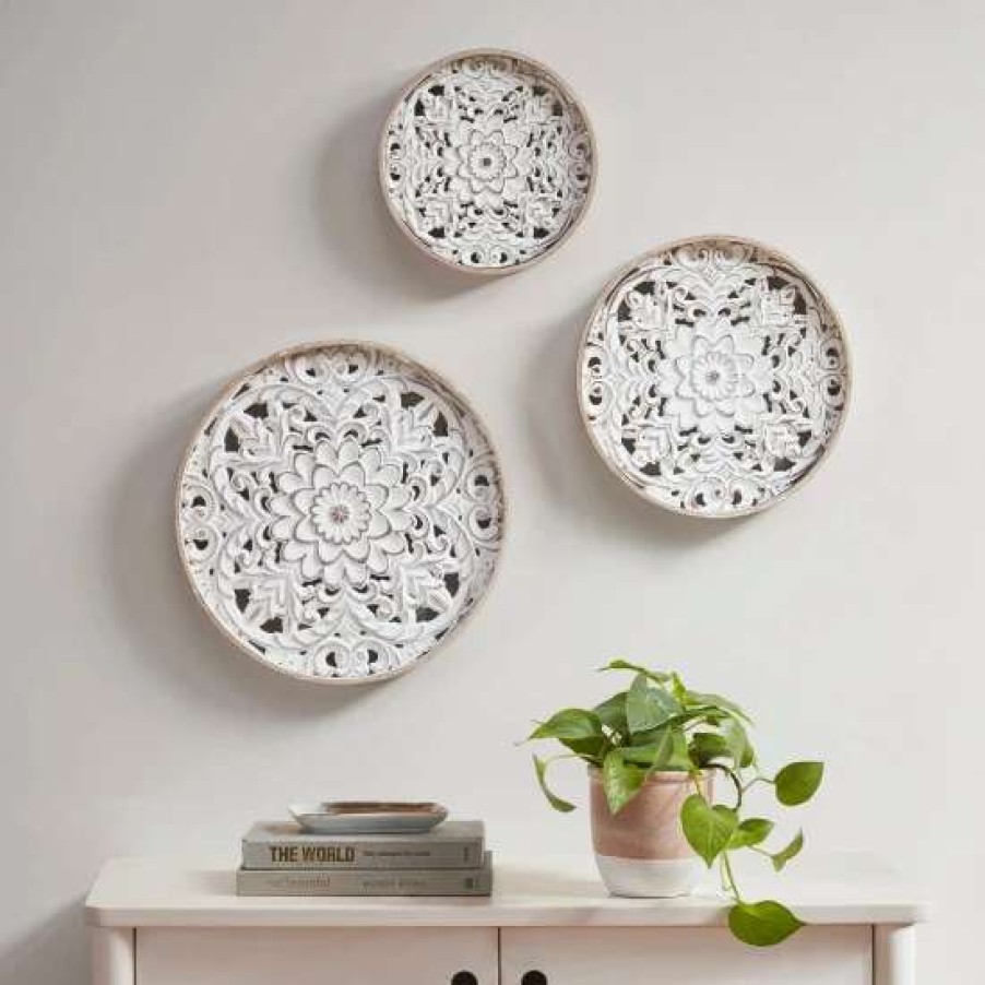 Clearance Deals Madison Park Natural/ White Wood Wall Decor 3 Piece Set