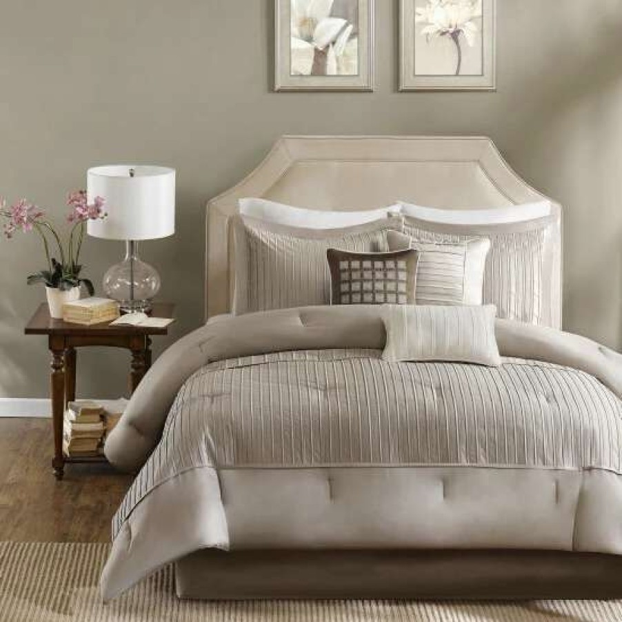 Wholesale Hot Sale Madison Park Channing Taupe 7-Piece Comforter Set