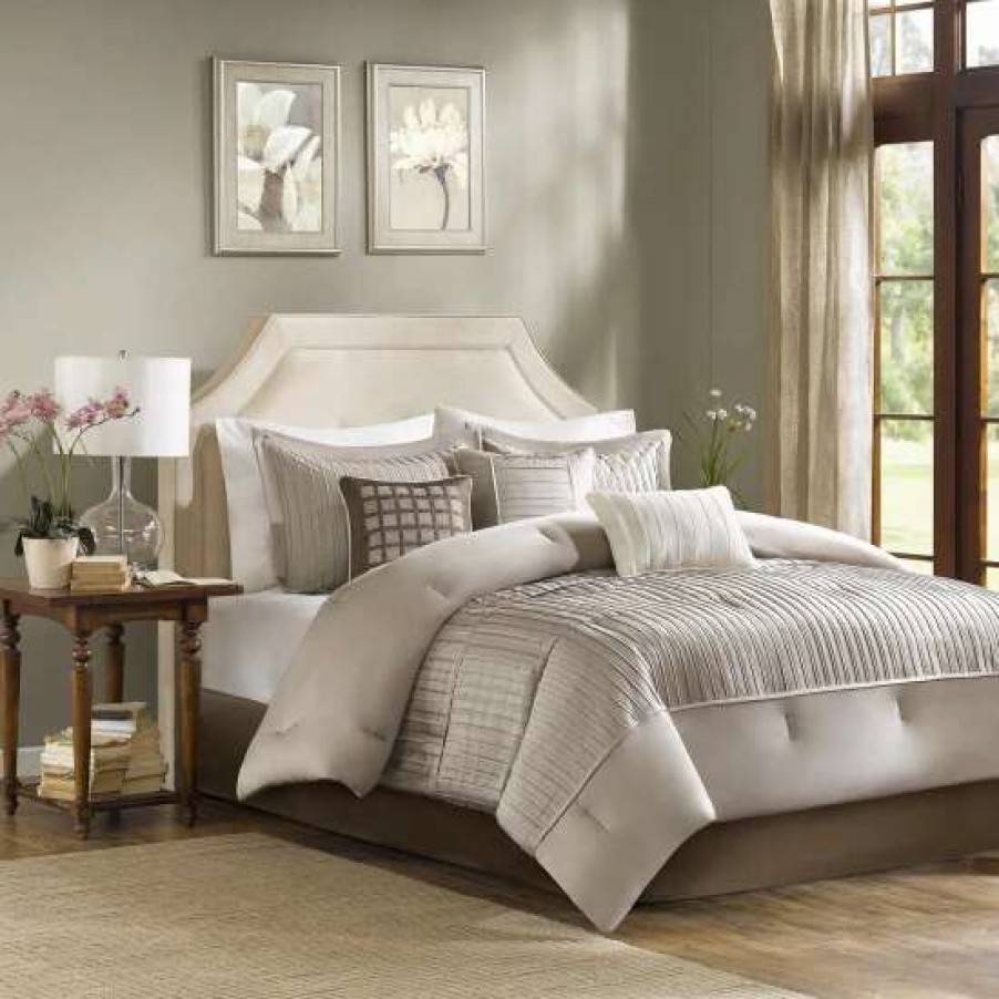 Wholesale Hot Sale Madison Park Channing Taupe 7-Piece Comforter Set