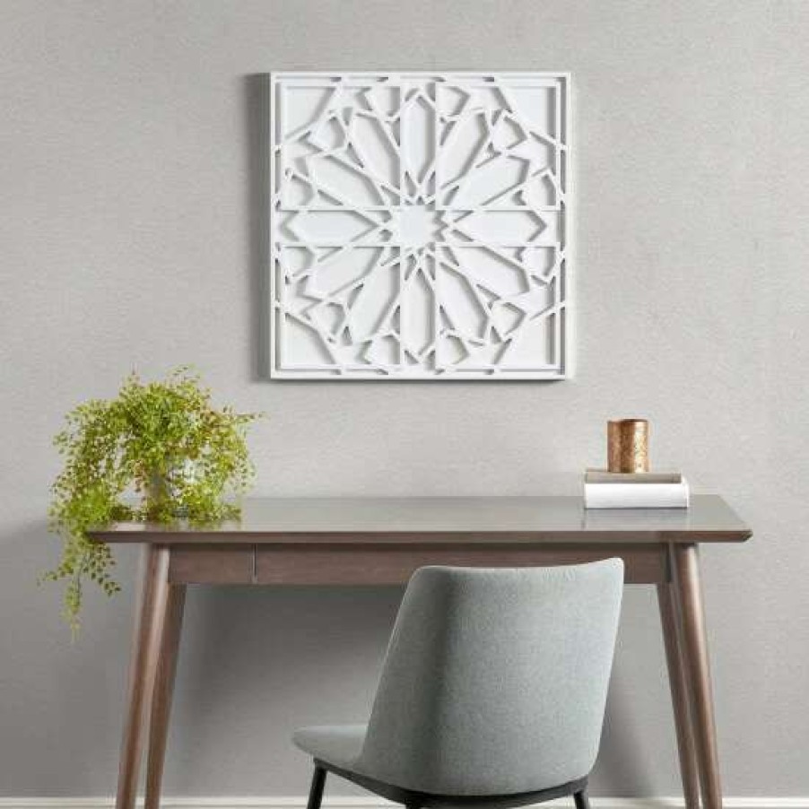 Online Wholesale Madison Park Boho Notion Off White Square Carved Wall Panel