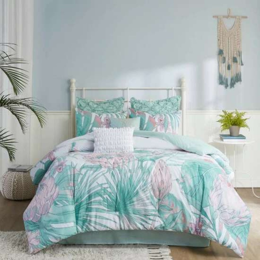 Online Brand New Madison Park Bonnet Aqua 8 Piece Cotton Printed Comforter Set