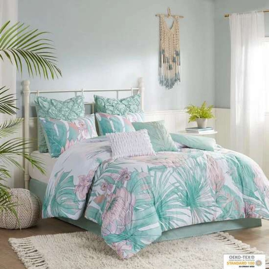 Online Brand New Madison Park Bonnet Aqua 8 Piece Cotton Printed Comforter Set