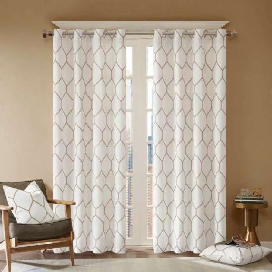 Clearance Hot Sale Madison Park Asher Metallic Geo Embroidered Window Panel