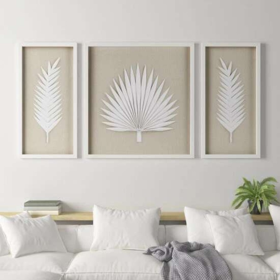 Wholesale Top 10 Madison Park Sabal Off White Palm Rice Paper Framed Shadow Box 3 Piece Set