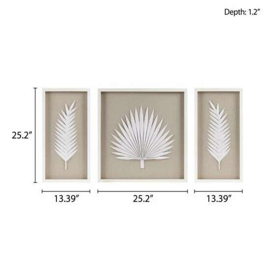 Wholesale Top 10 Madison Park Sabal Off White Palm Rice Paper Framed Shadow Box 3 Piece Set