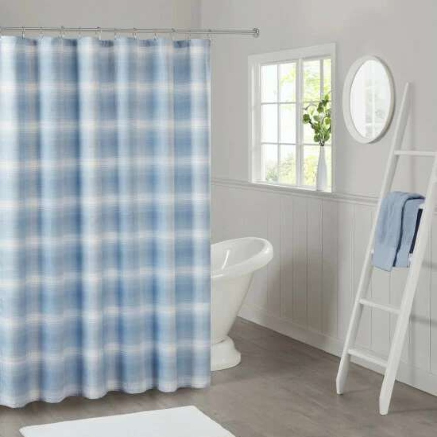 Online Deals Madison Park Esker Ombre Waffle Weave Shower Curtain Grey