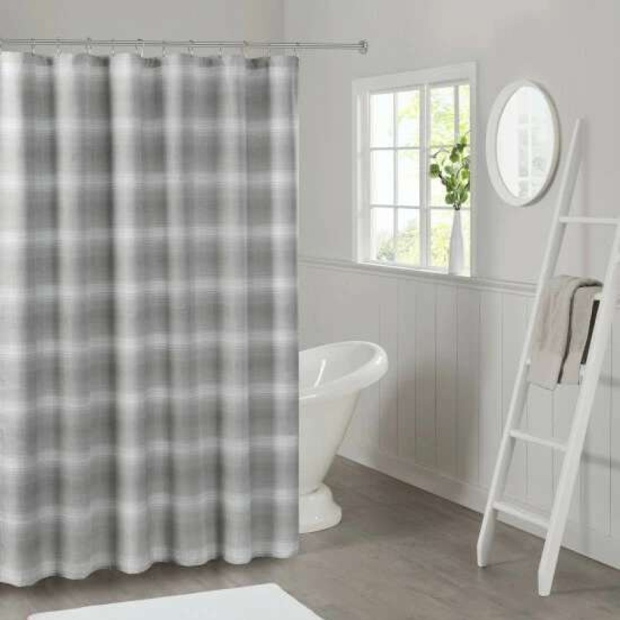 Online Deals Madison Park Esker Ombre Waffle Weave Shower Curtain Grey