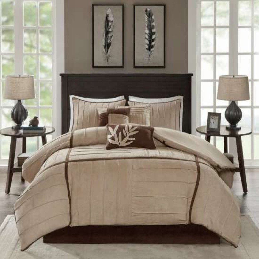 Clearance Cheap Madison Park Dune Beige 7-Piece Contemporary Comforter Set