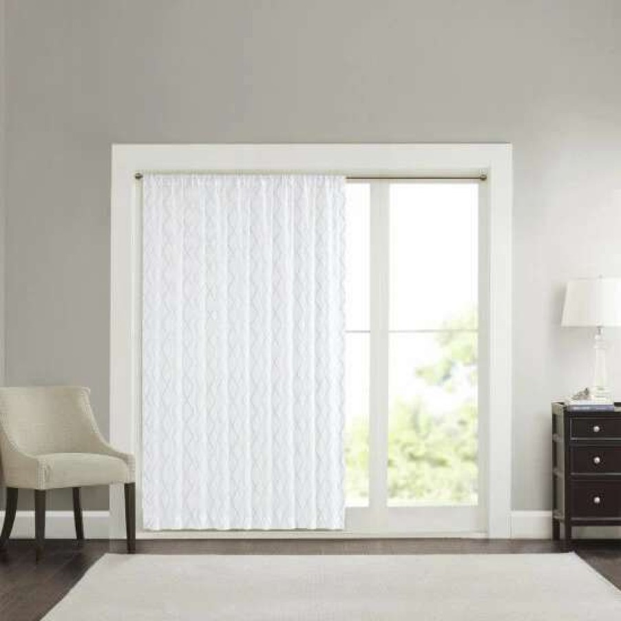 Online Brand New Madison Park Iris Embroidered Diamond Sheer Wide Width Curtain Panel 100 X 84