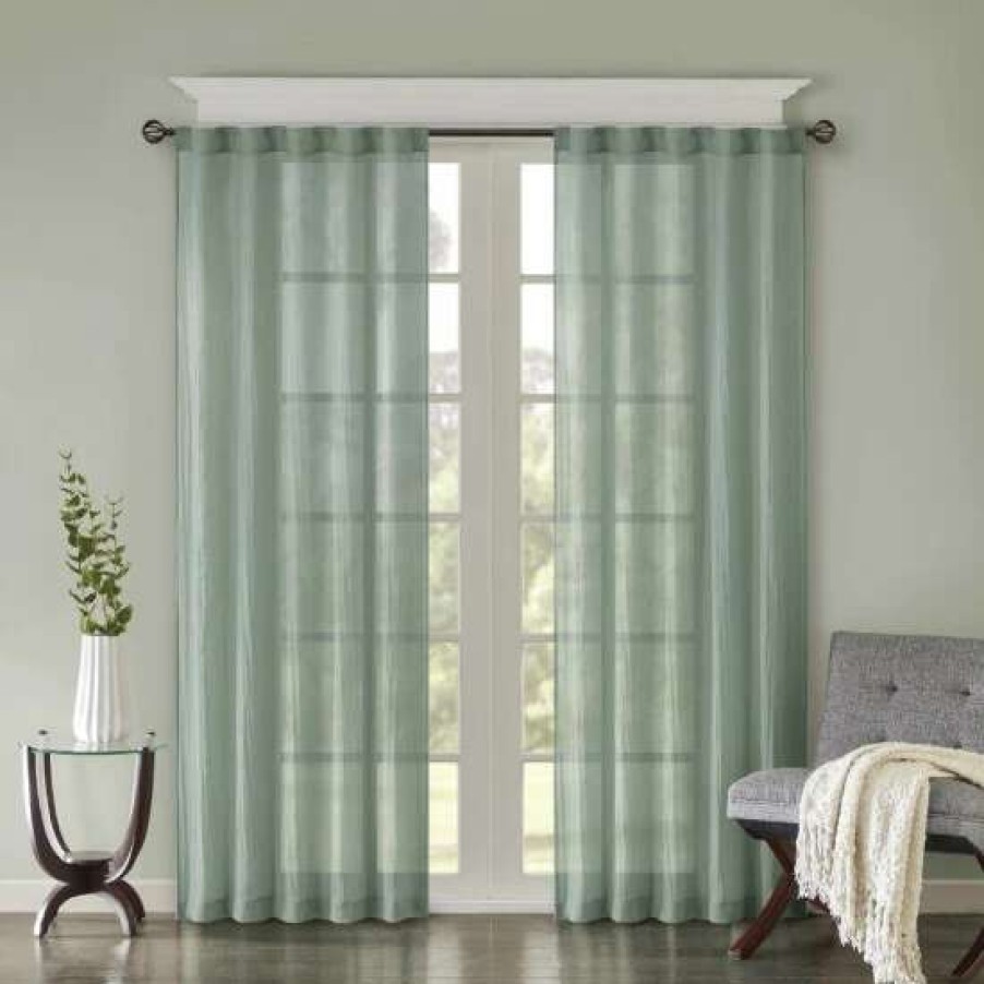 Online Buy Madison Park Kaylee Solid Crushed Sheer Window Curtain Pair