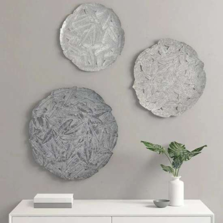 New Coupon Madison Park Rosalie Feather Painted Iron Round Wall Decor 3 Piece Set