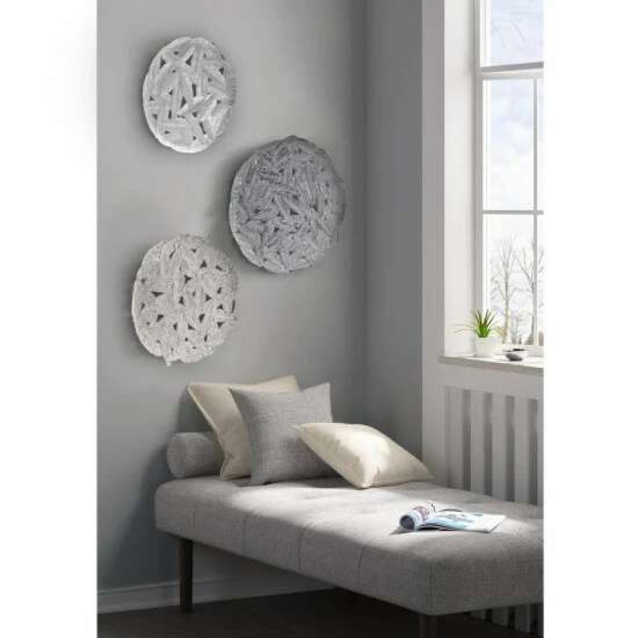 New Coupon Madison Park Rosalie Feather Painted Iron Round Wall Decor 3 Piece Set