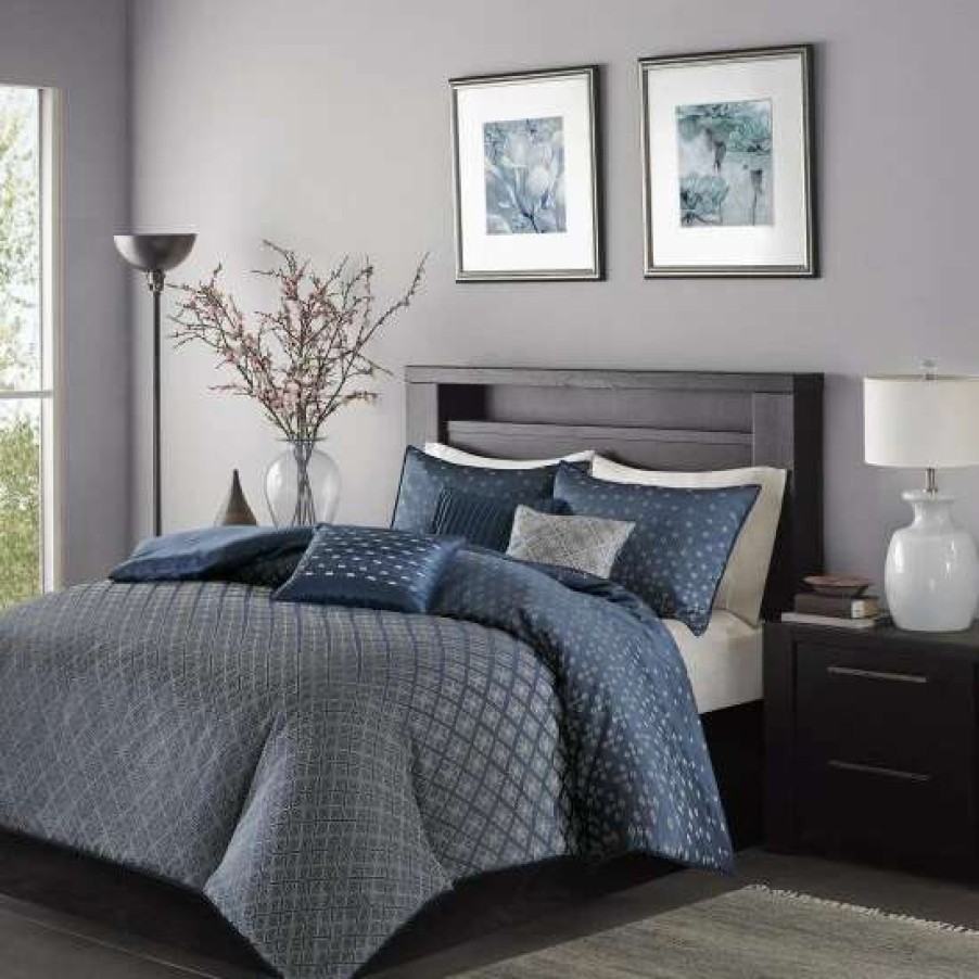 Wholesale Outlet Madison Park Morris Navy 6 Piece Duvet Cover Set