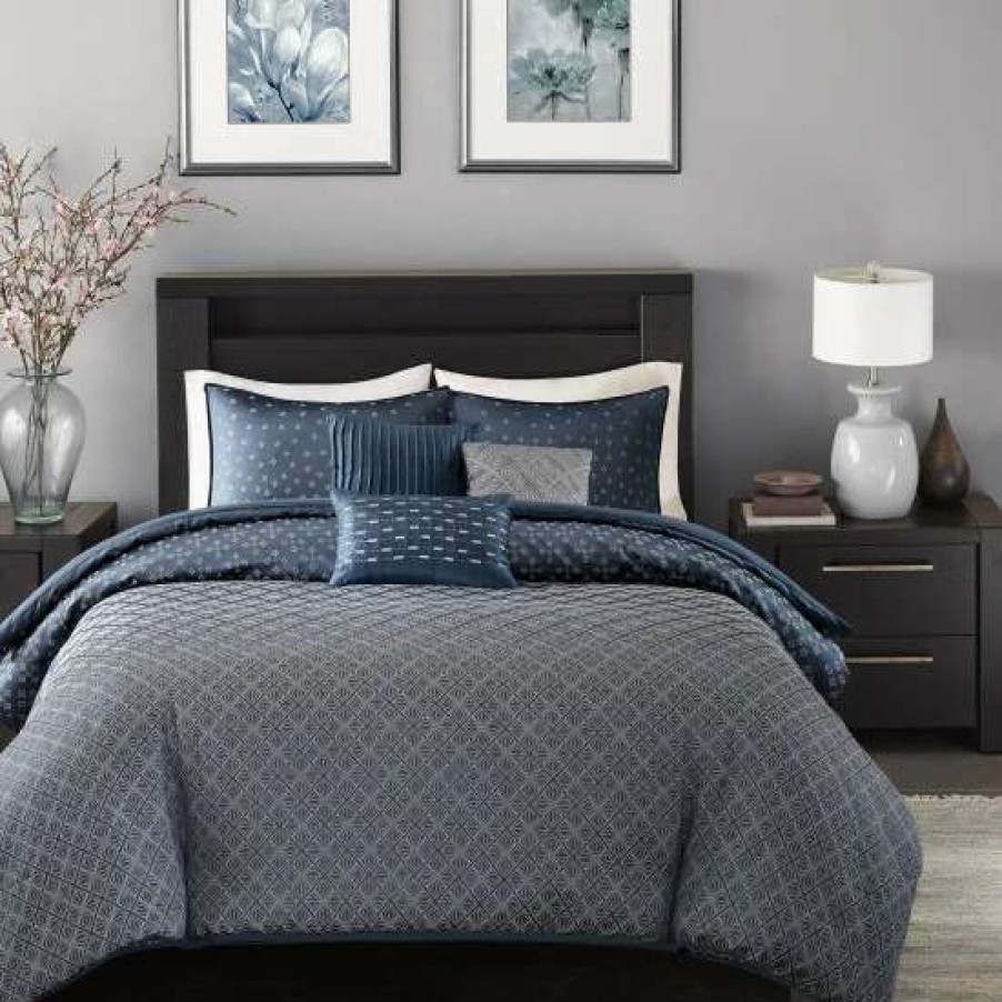 Wholesale Outlet Madison Park Morris Navy 6 Piece Duvet Cover Set