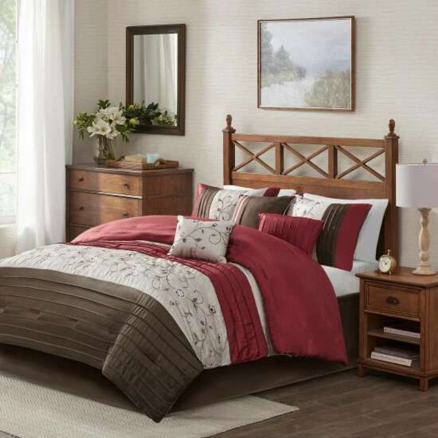 Best Promo Madison Park Belle 7-Piece Poly Polyoni Classic Woven Comforter Set