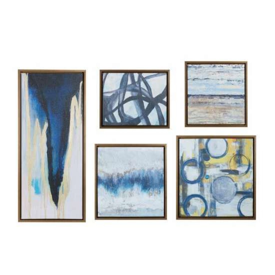 Best Wholesale Madison Park Blue Bliss Natural Gallery Art 5-Piece Set