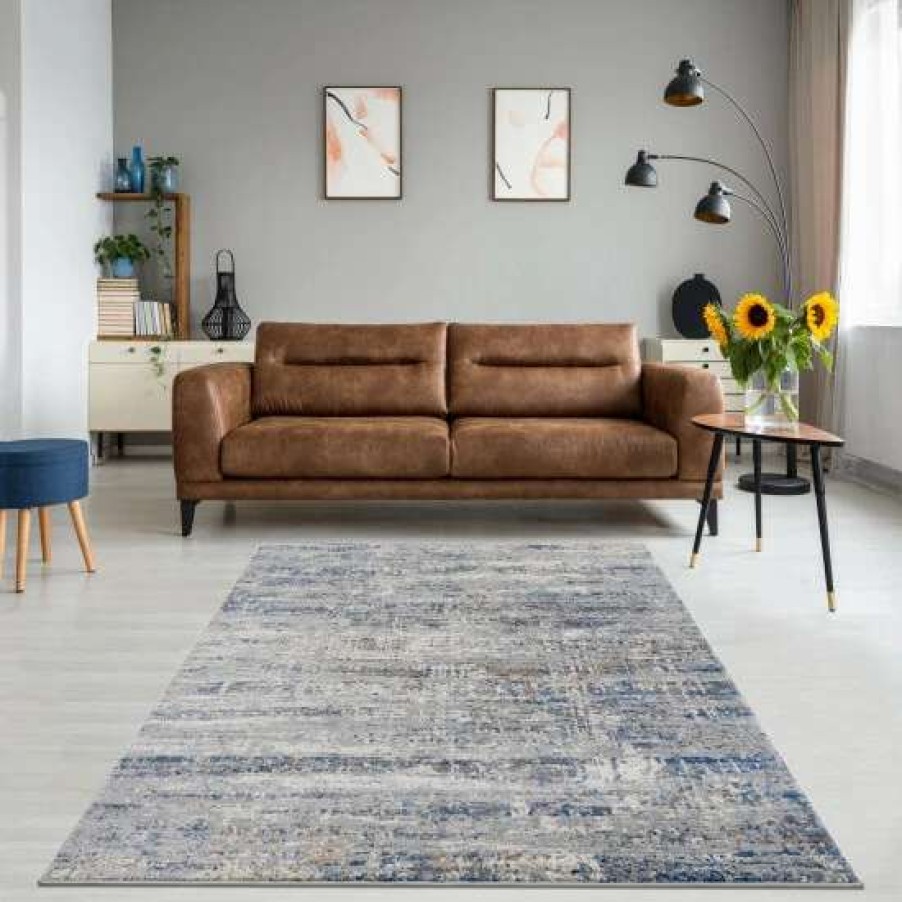 Hot Promo Madison Park Marie Blue/ Cream Abstract Area Rug