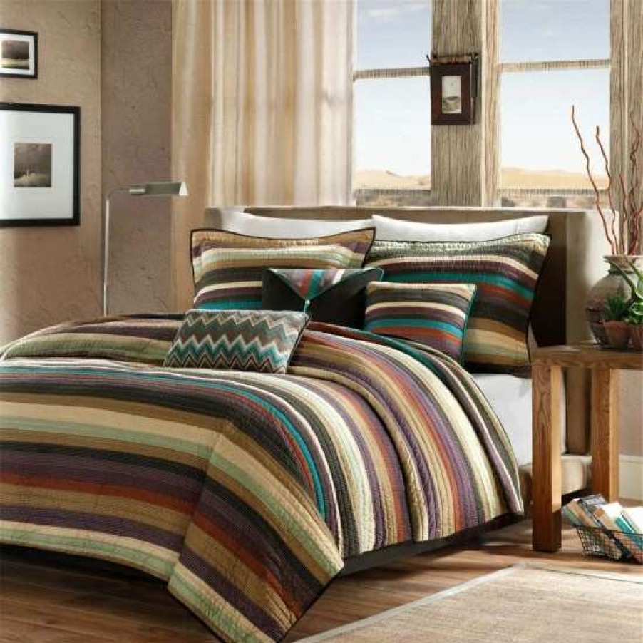 Online Coupon Madison Park Sequoia Multi Reversible Coverlet Set