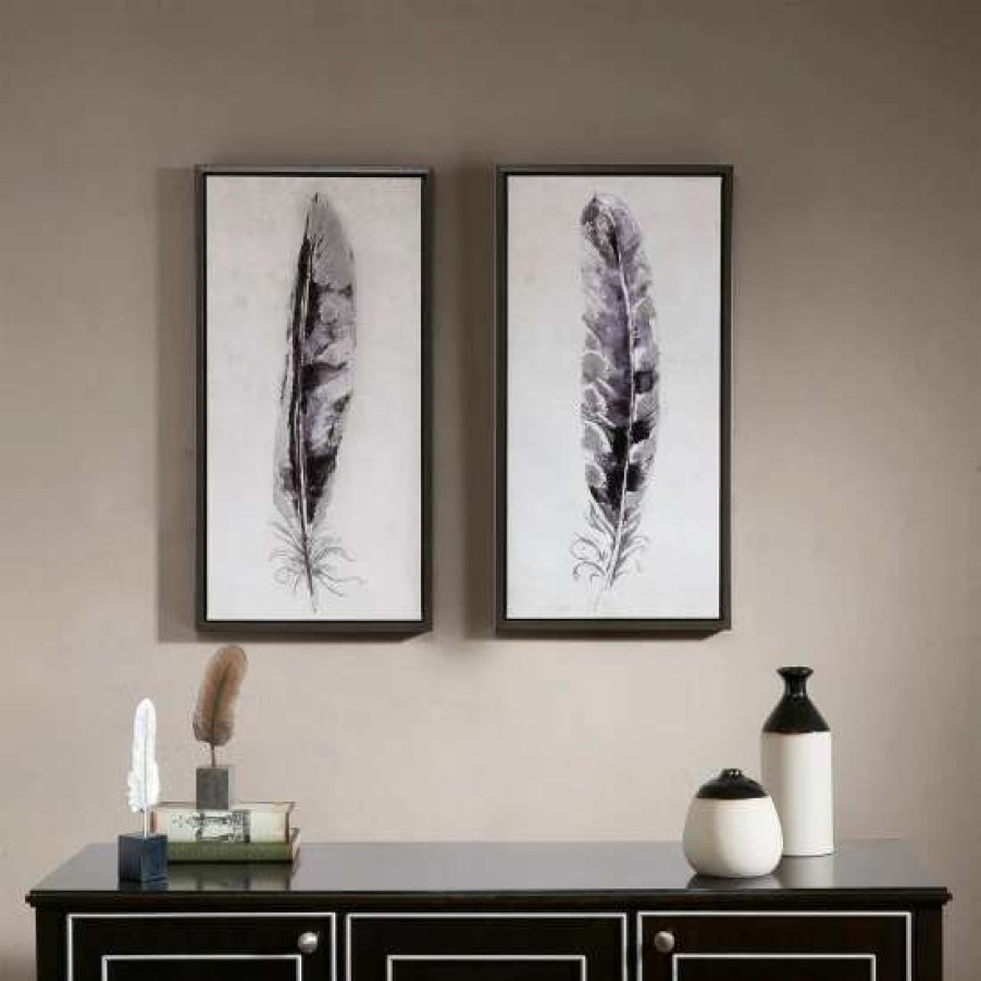 Wholesale New Madison Park Flight Feathers Grey Framed Gel Coated Canvas 2 Piece Set