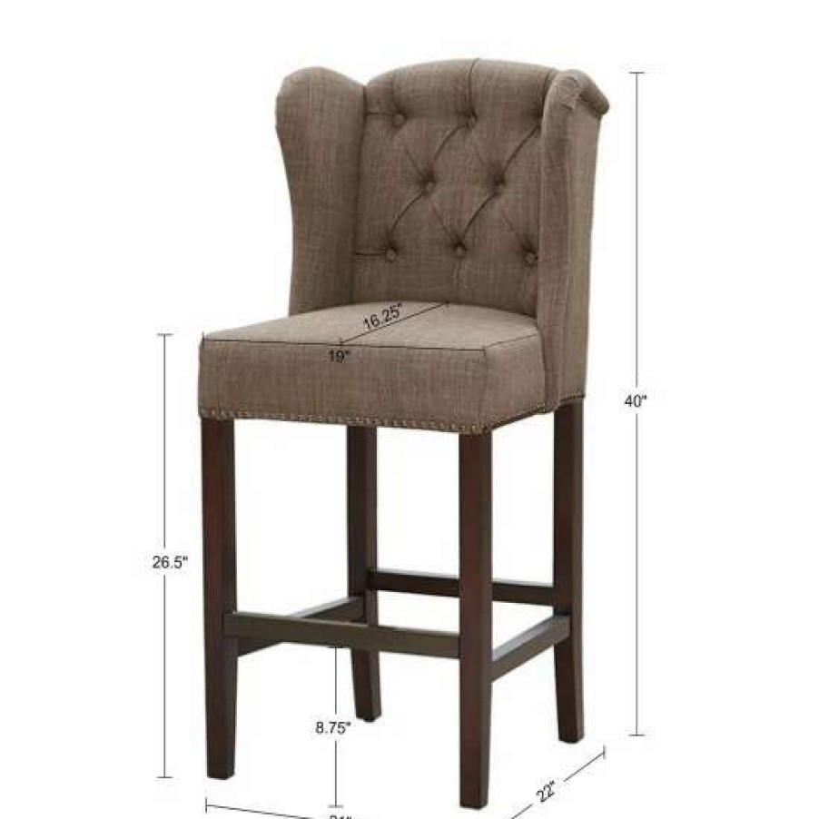 New Best Deal Madison Park Lydia Taupe Tufted Wing Counter Stool