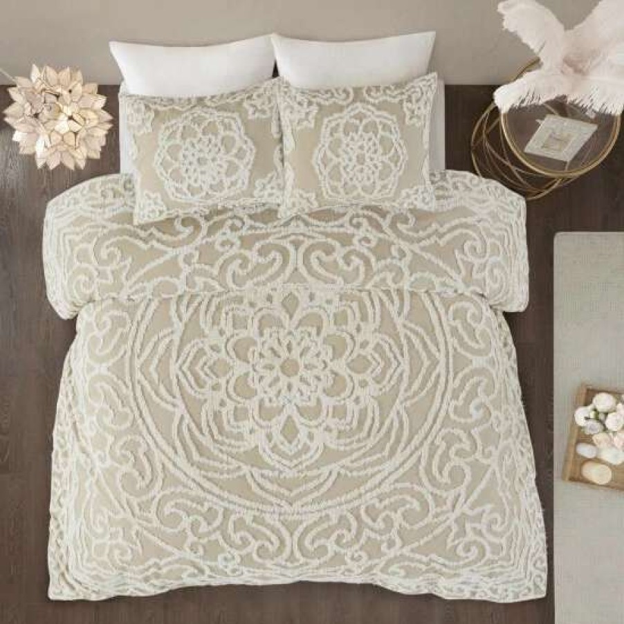 New Cheapest Madison Park Virginia Tufted Cotton Chenille Medallion Duvet Cover Set