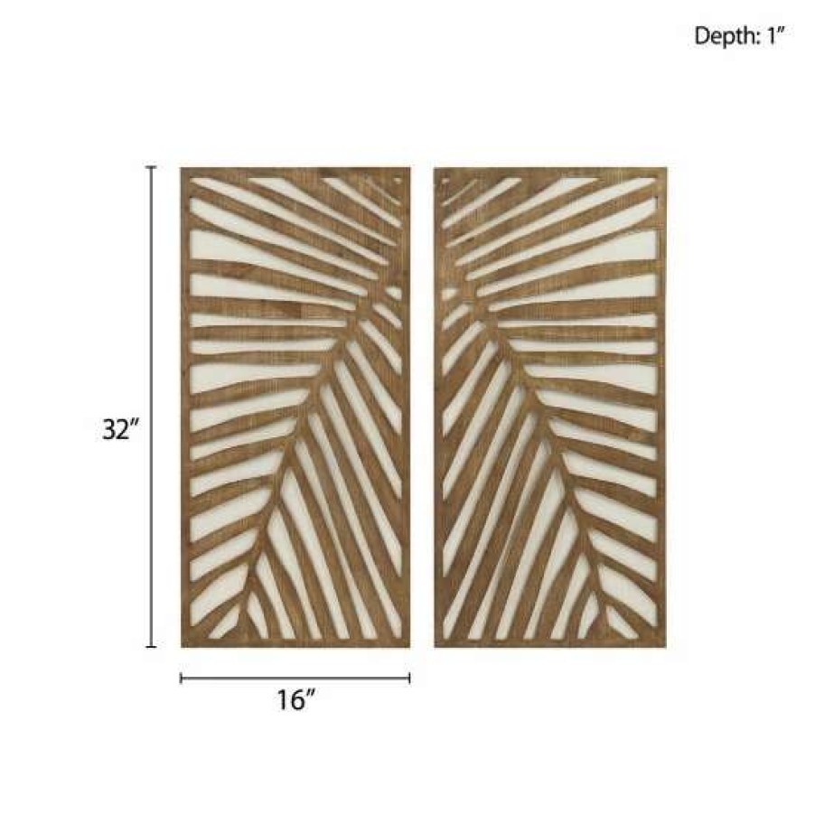 Online Discount Madison Park Birch Palms Dark Brown Carved Wall Panel 2 Piece Set