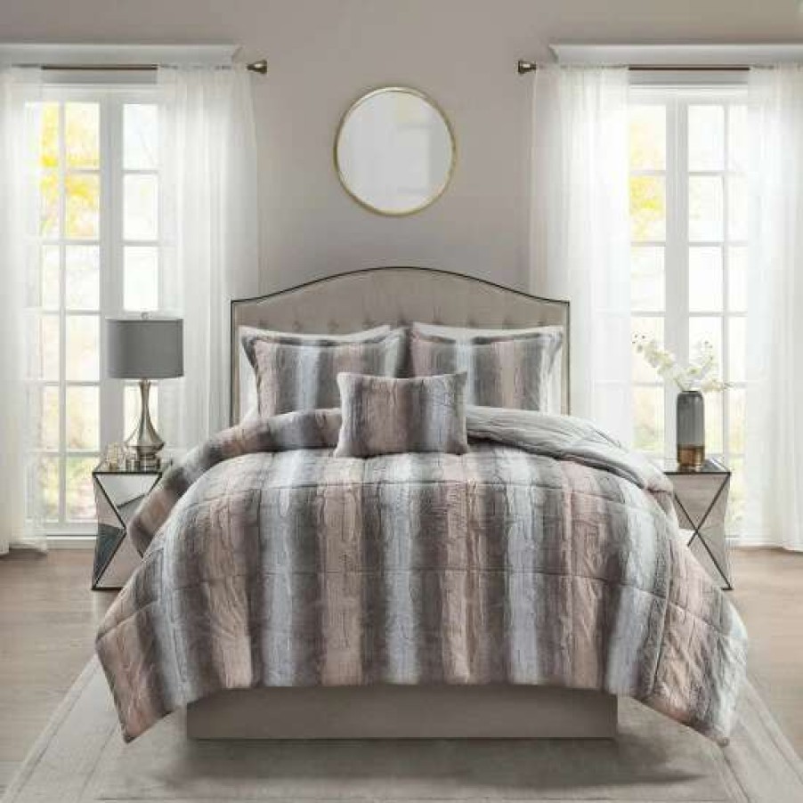 Clearance Best Pirce Madison Park Marselle Faux Fur Comforter Set