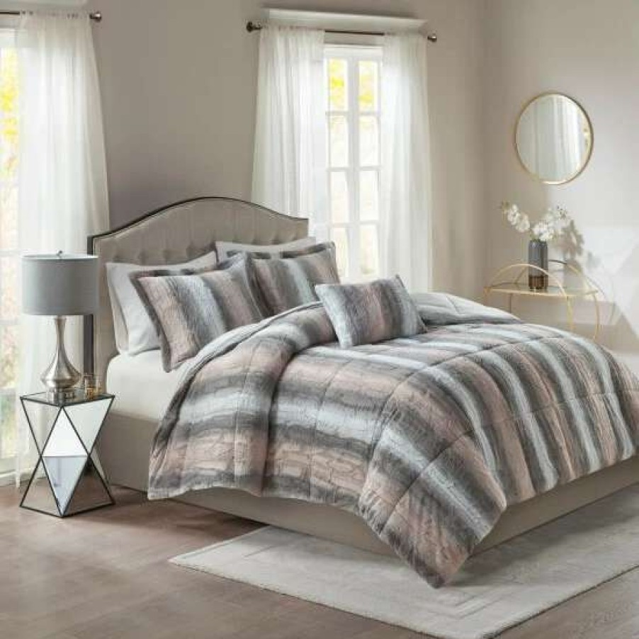 Clearance Best Pirce Madison Park Marselle Faux Fur Comforter Set