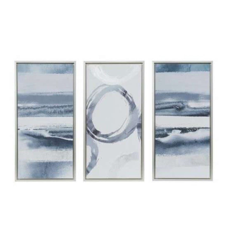 Hot Best Pirce Madison Park Grey Surrounding Printed Frame Canvas With Gel Coat And Silver Foil 3 Piece Set