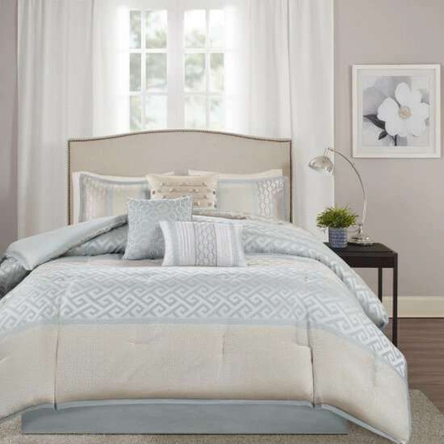 Clearance Wholesale Madison Park Chandler Aqua 7-Piece Comforter Set