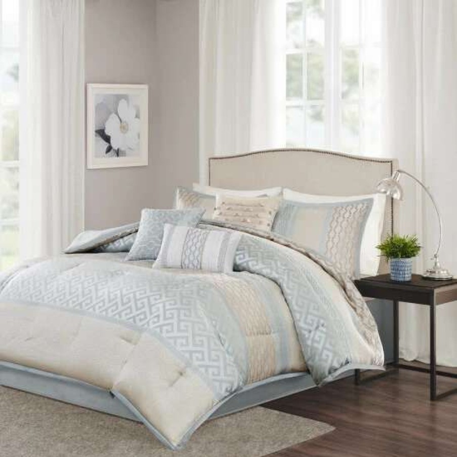 Clearance Wholesale Madison Park Chandler Aqua 7-Piece Comforter Set