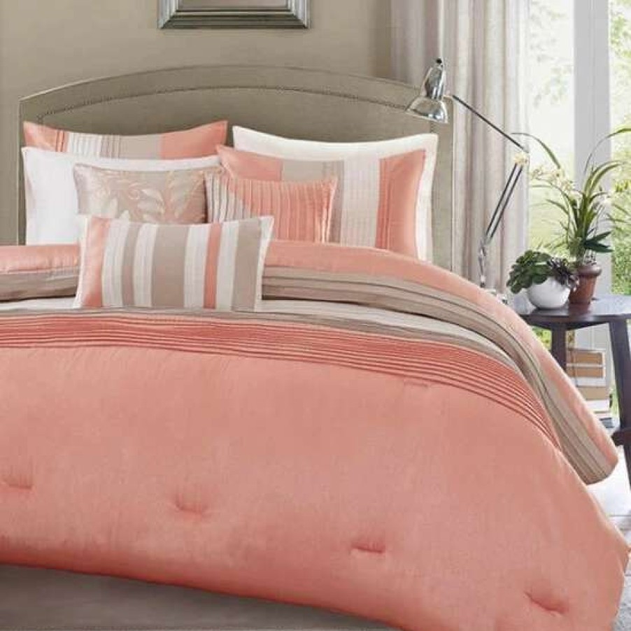 New Wholesale Madison Park Olympia 7-Piece Coral Comforter Set