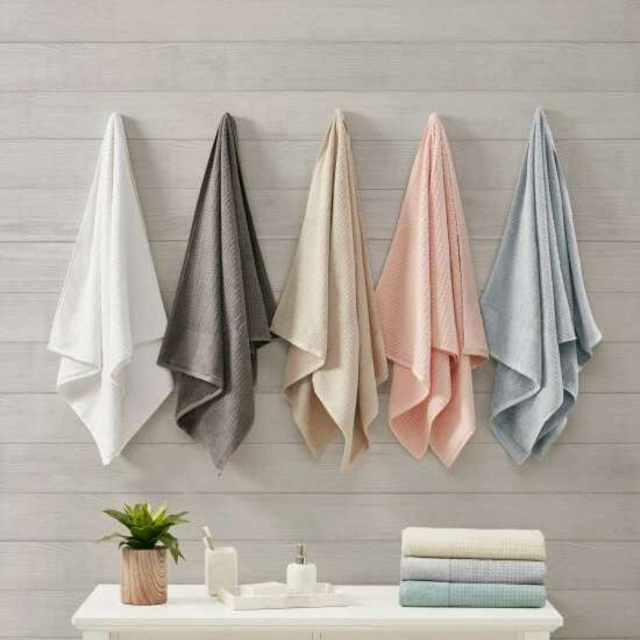 Best Outlet Madison Park Spa Waffle Cotton Waffle Jacquard Antimicrobial Bath Towel 6 Piece Set