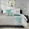 Best New Madison Park Brianna Aqua Cotton Duvet Cover Set