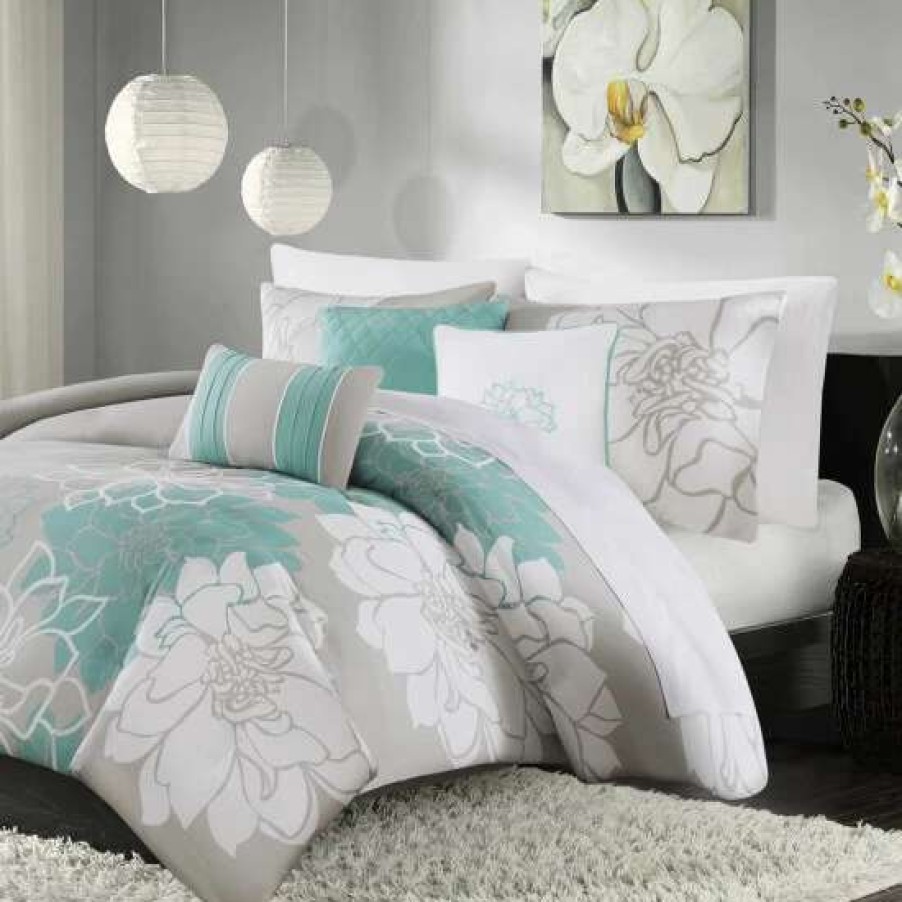 Best New Madison Park Brianna Aqua Cotton Duvet Cover Set