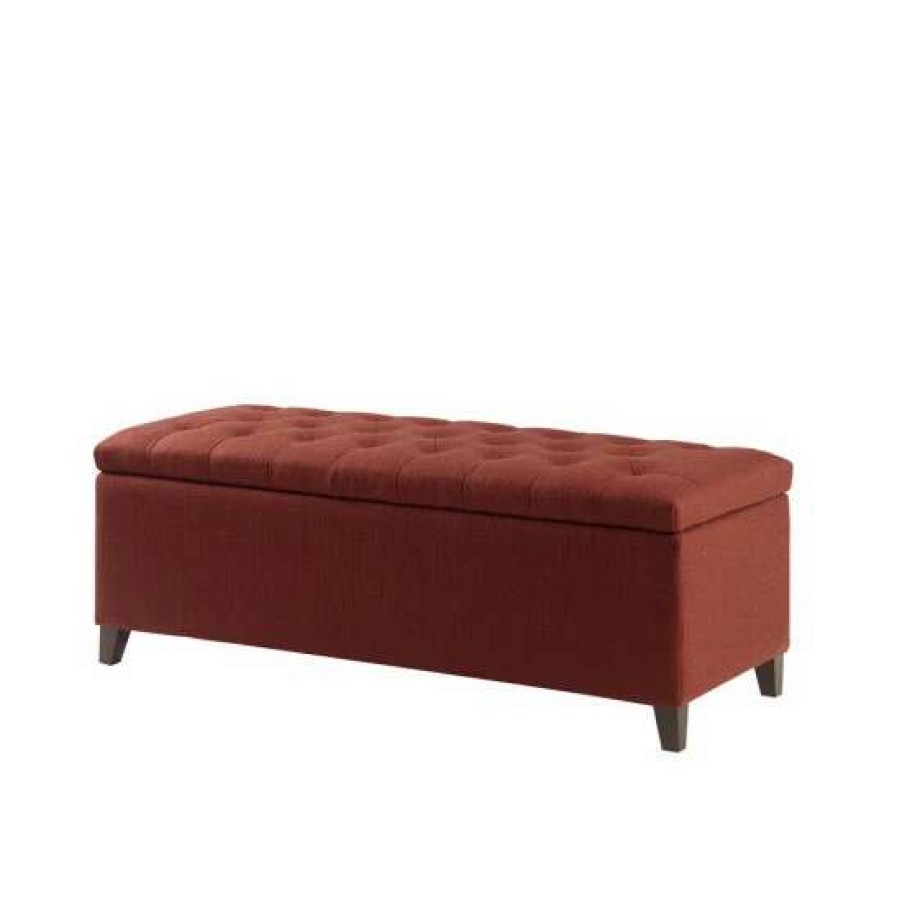 Clearance Flash Sale Madison Park Sasha Rust Red Tufted Top Storage Bench