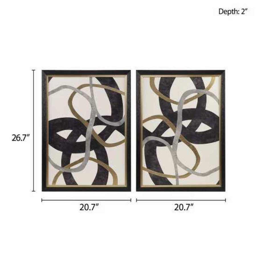 Online Flash Sale Madison Park Moving Midas Black Abstract Gold Foil Framed Canvas 2 Piece Set