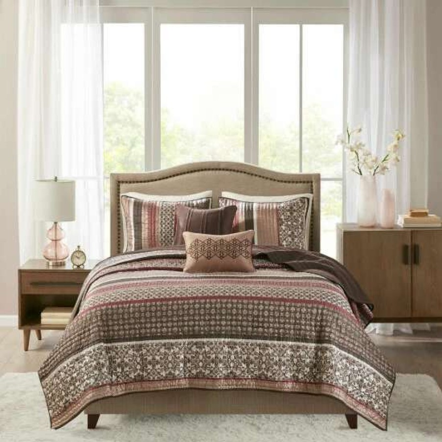 Best New Madison Park Dartmouth 5-Piece Coverlet Set Red