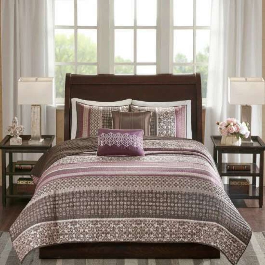 Best New Madison Park Dartmouth 5-Piece Coverlet Set Red