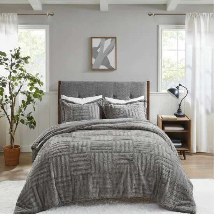 Hot Wholesale Madison Park Polar Fur Down Alternative Comforter Mini Set Grey