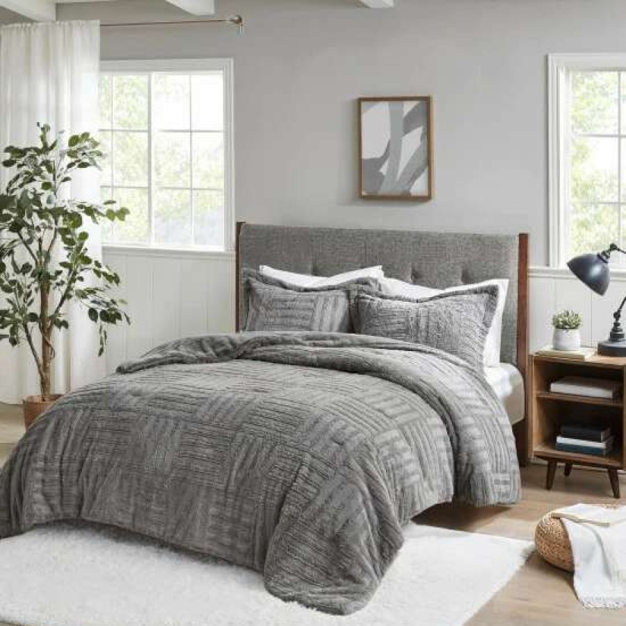 Hot Wholesale Madison Park Polar Fur Down Alternative Comforter Mini Set Grey